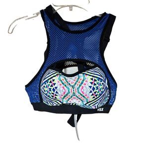 Victoria's Secret VSX Sport Bra 32B Blue Geometric Aztec Racerback